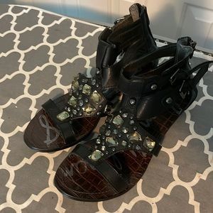 EUC Sam Edelman black beaded sandals, size 7.5